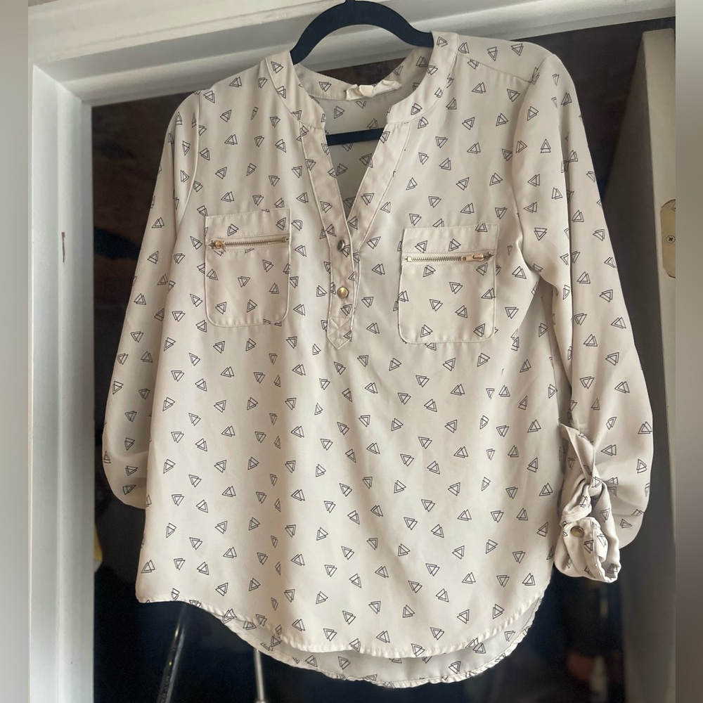 Sweet Wanderer Geometric Cream Blouse